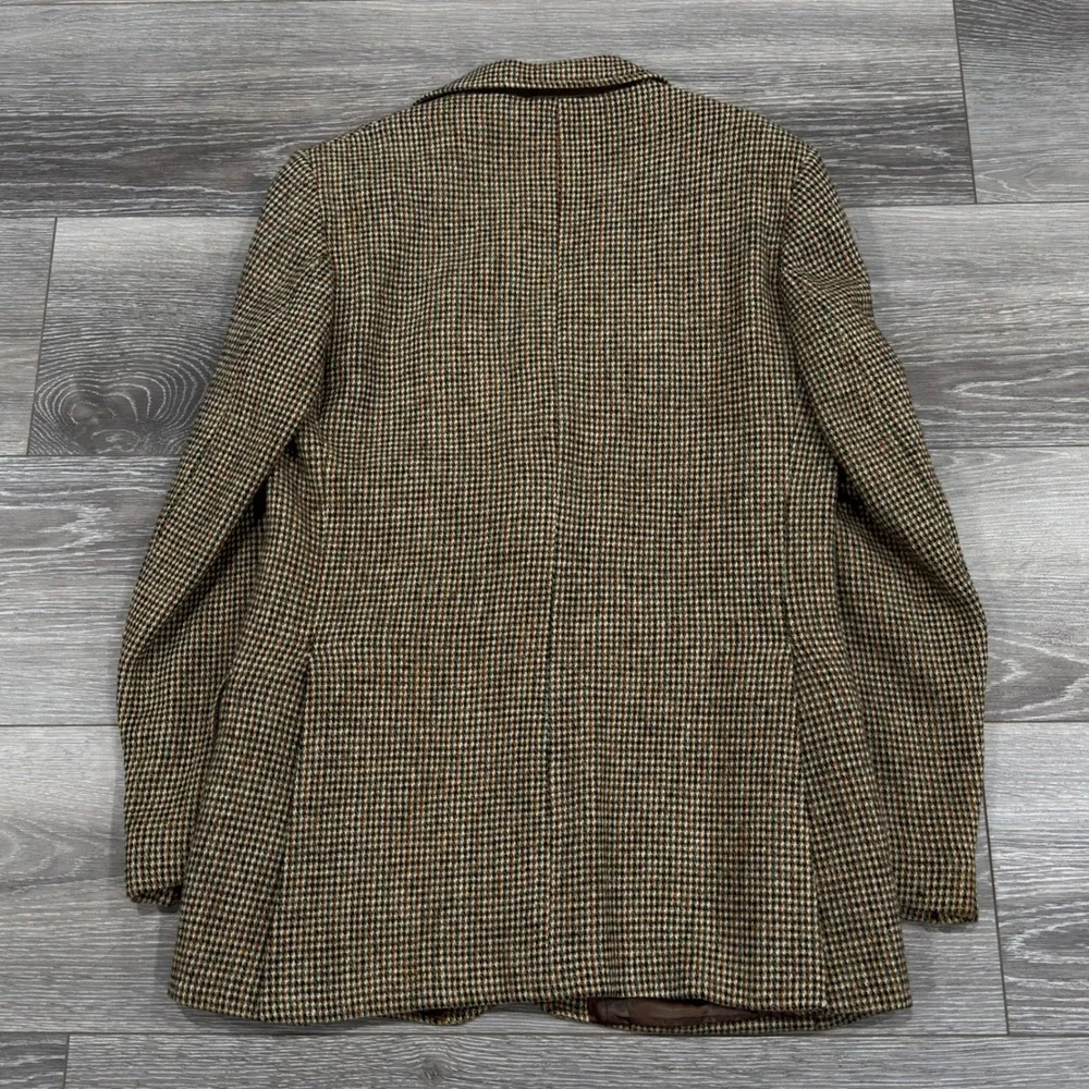 Vintage Dunn & Co Harris Tweed Blazer 40R Brown Wool Sport Coat Great Britain